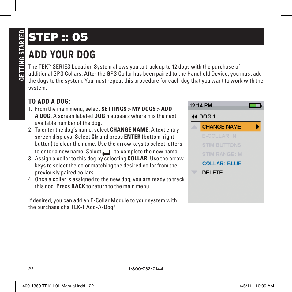 Step :: 05 add your dog, 40 am, Cv t | P1 p2 | SportDOG TEK GPS Tracking 1 User Manual | Page 22 / 48