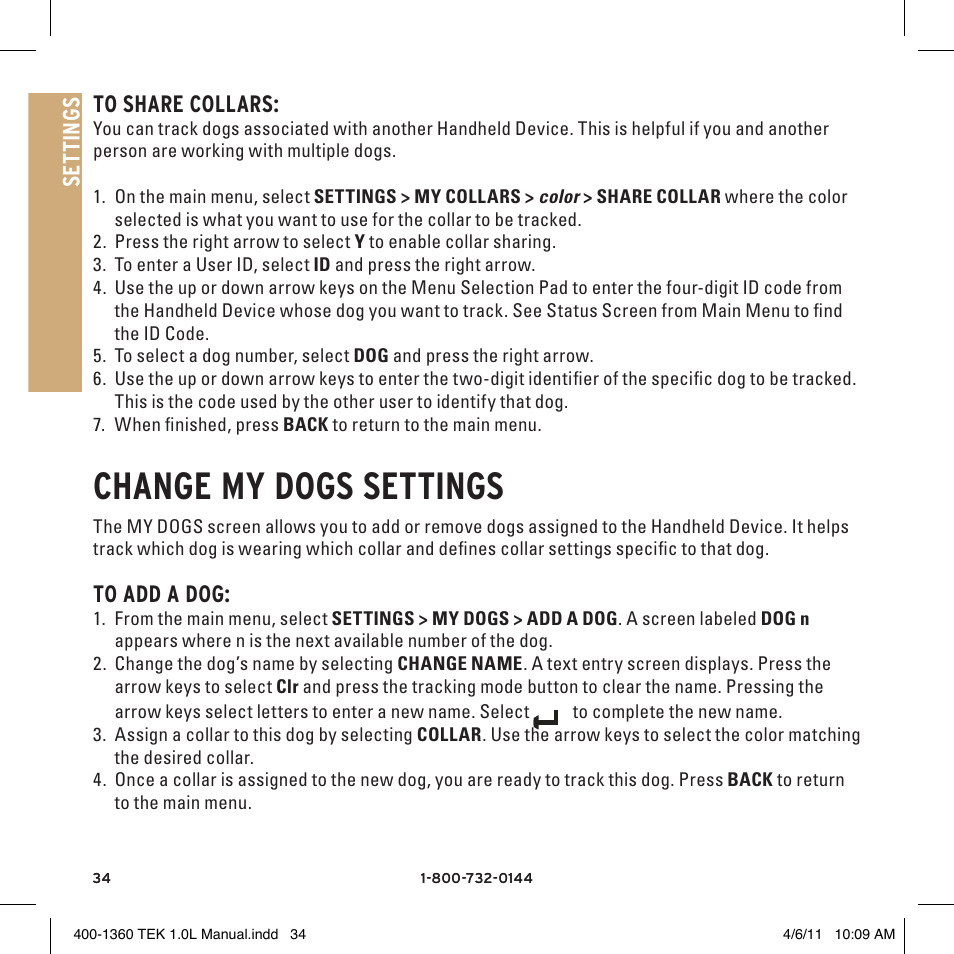 Change my dogs settings, 40 am, Cv t | P1 p2 | SportDOG TEK GPS Tracking 1 User Manual | Page 34 / 48