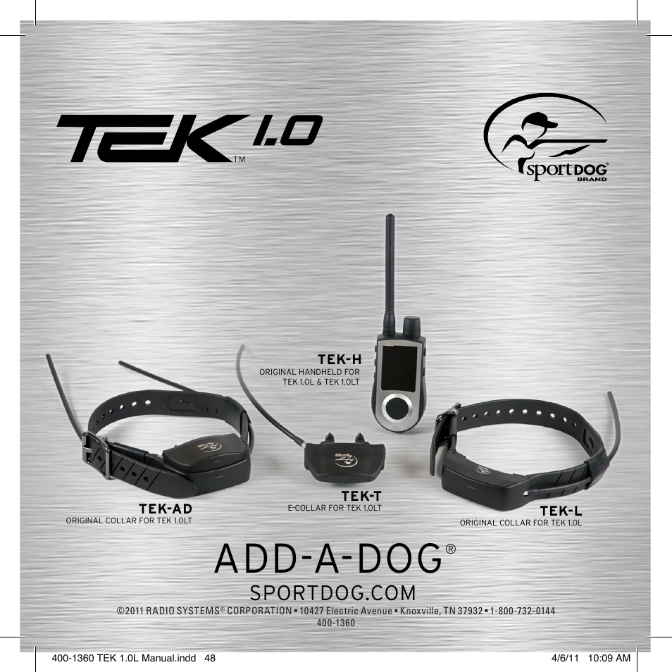 Add-a-dog | SportDOG TEK GPS Tracking 1 User Manual | Page 48 / 48