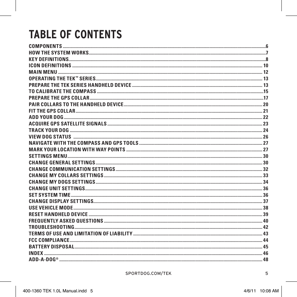 SportDOG TEK GPS Tracking 1 User Manual | Page 5 / 48