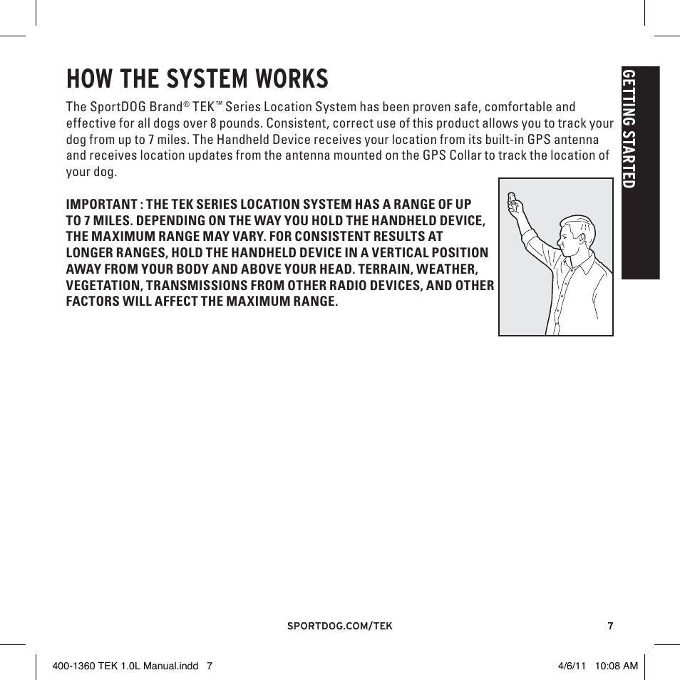 How the system works, Ge tt in g s ta rt ed | SportDOG TEK GPS Tracking 1 User Manual | Page 7 / 48