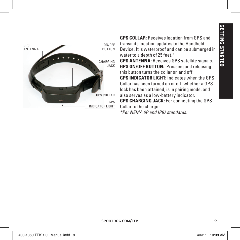 Ge tt in g s ta rt ed | SportDOG TEK GPS Tracking 1 User Manual | Page 9 / 48