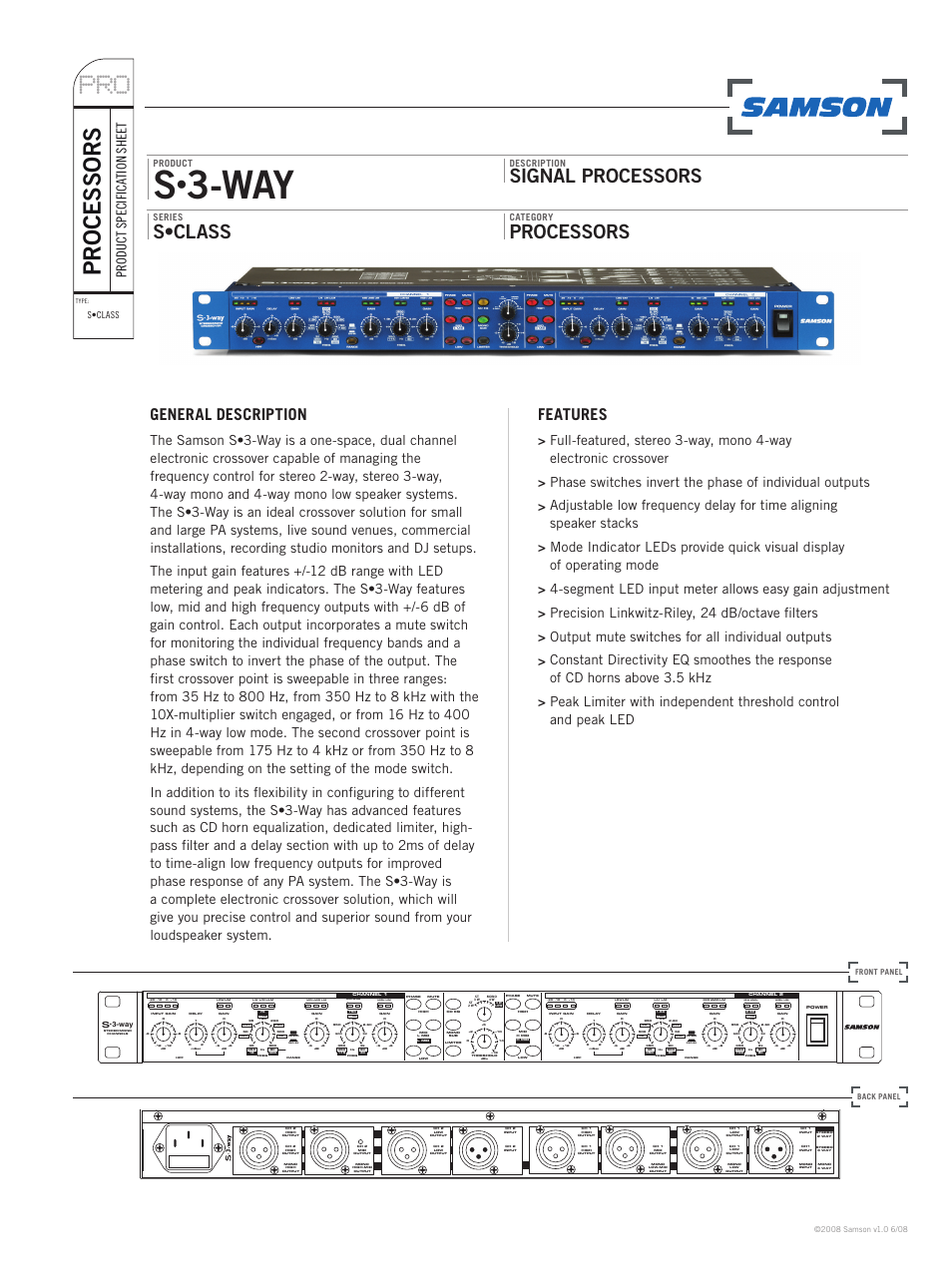 Samson Signal Processors S3-Way User Manual | 2 pages