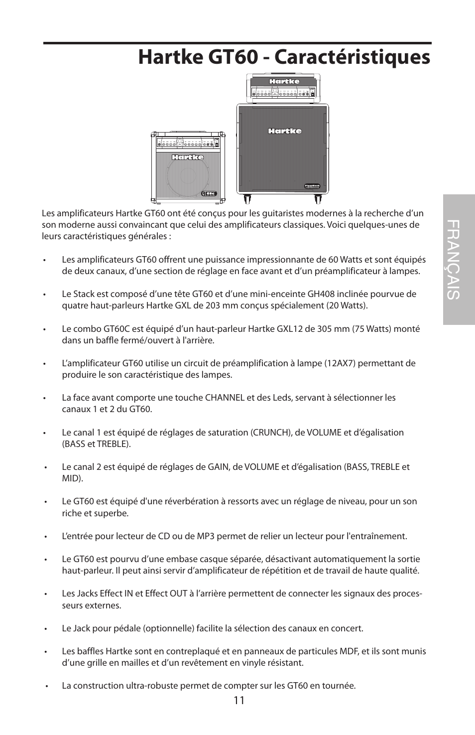 Hartke gt60 - caractéristiques, Français | Samson GT408 User Manual | Page 15 / 52