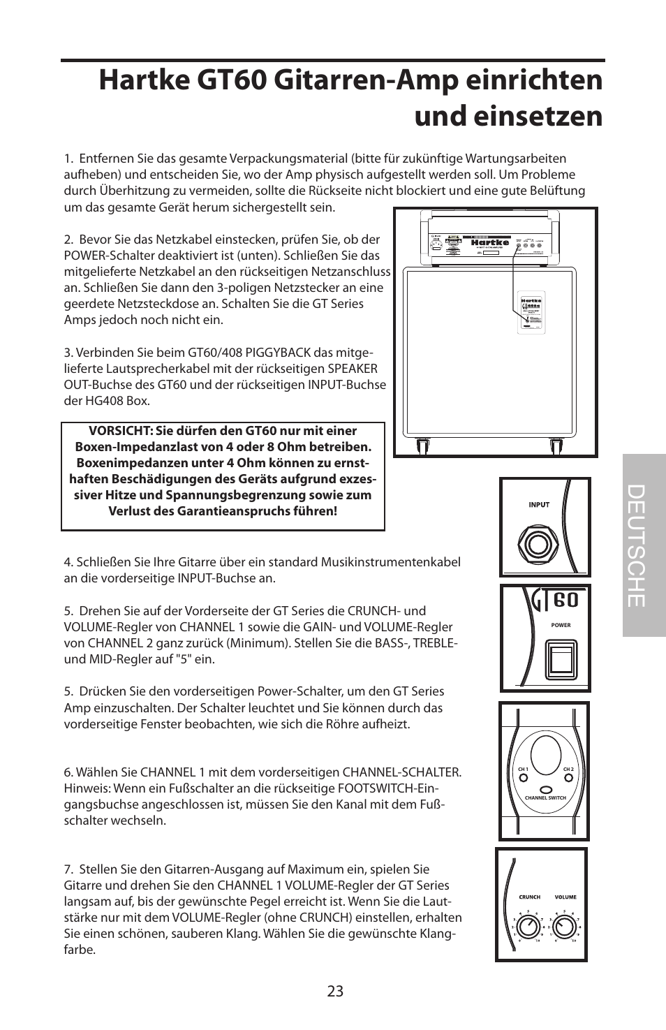 Hartke gt60 gitarren-amp einrichten und einsetzen, Deutsche | Samson GT408 User Manual | Page 27 / 52