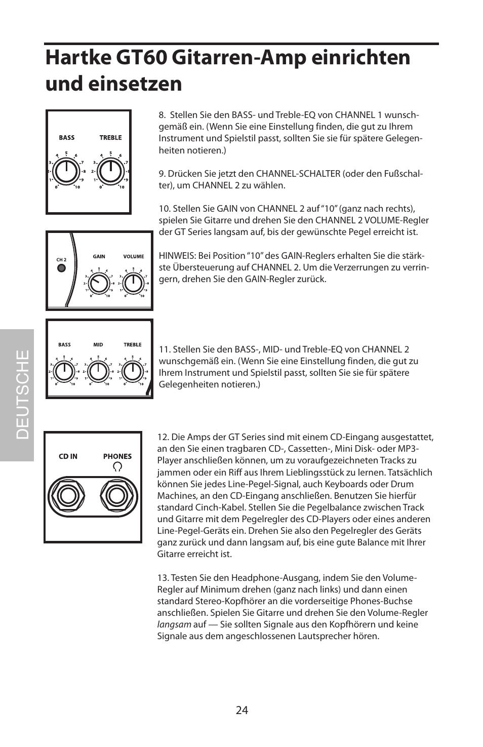 Hartke gt60 gitarren-amp einrichten und einsetzen, Deutsche | Samson GT408 User Manual | Page 28 / 52