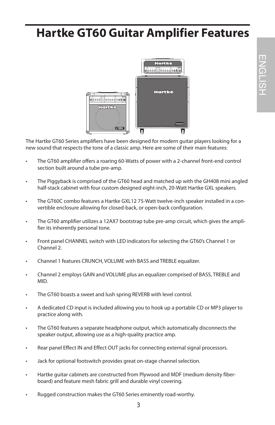 Hartke gt60 guitar amplifier features, English | Samson GT408 User Manual | Page 7 / 52