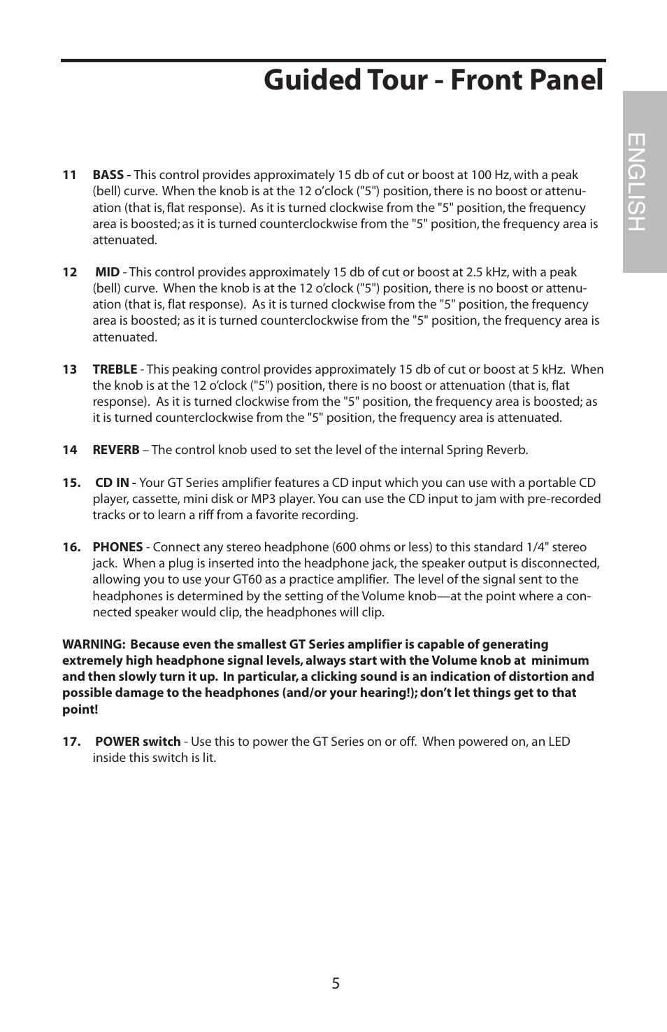 Guided tour - front panel, English | Samson GT408 User Manual | Page 9 / 52