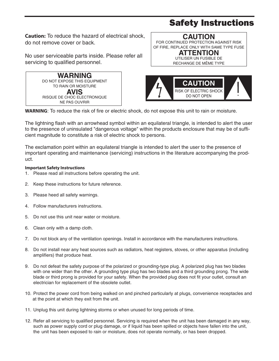 Safety instructions, Warning, Avis | Caution, Attention | Samson EX500 User Manual | Page 2 / 16