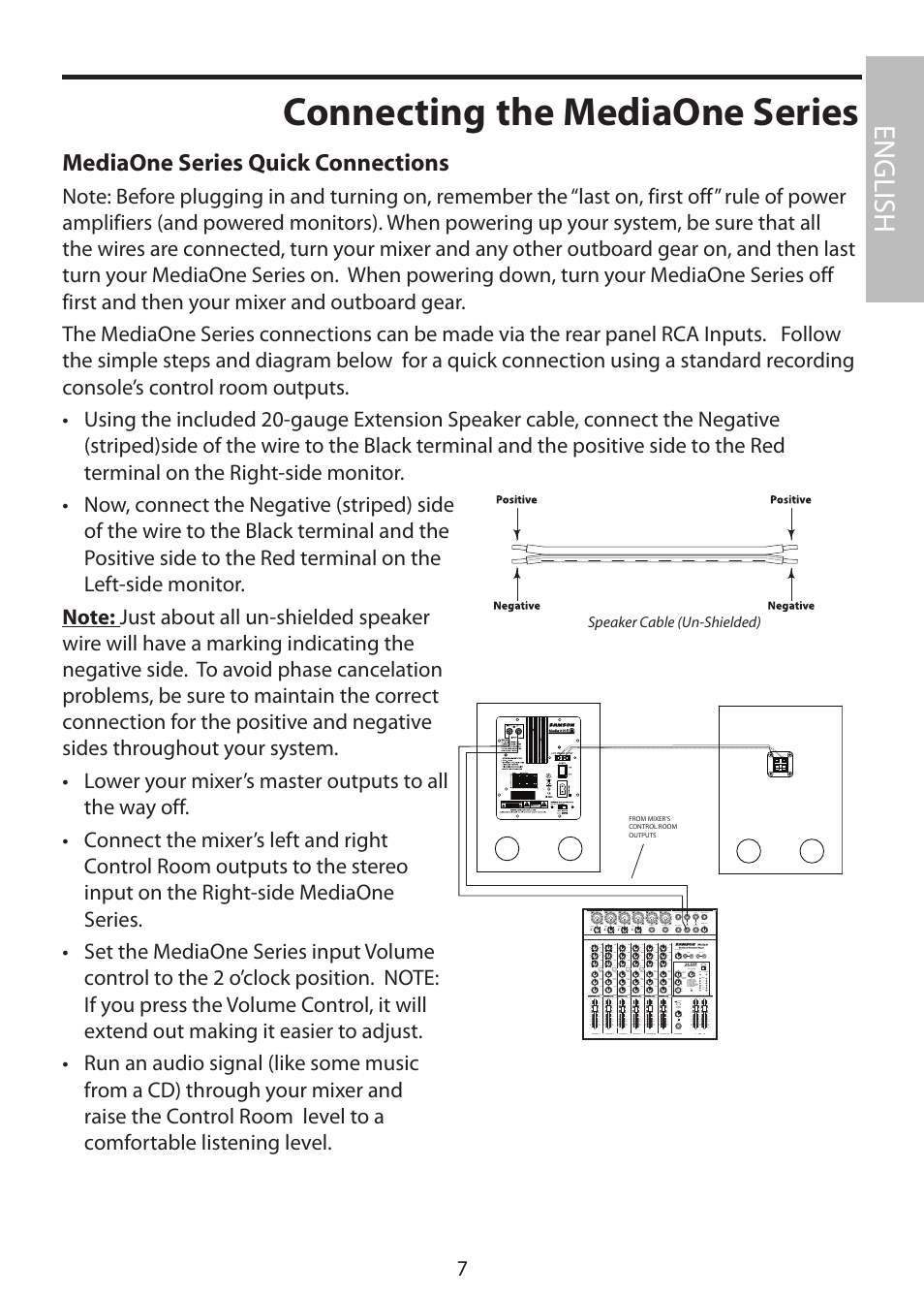 Connecting the mediaone series, English, Mediaone series quick connections | Samson MediaOne 3a User Manual | Page 13 / 72