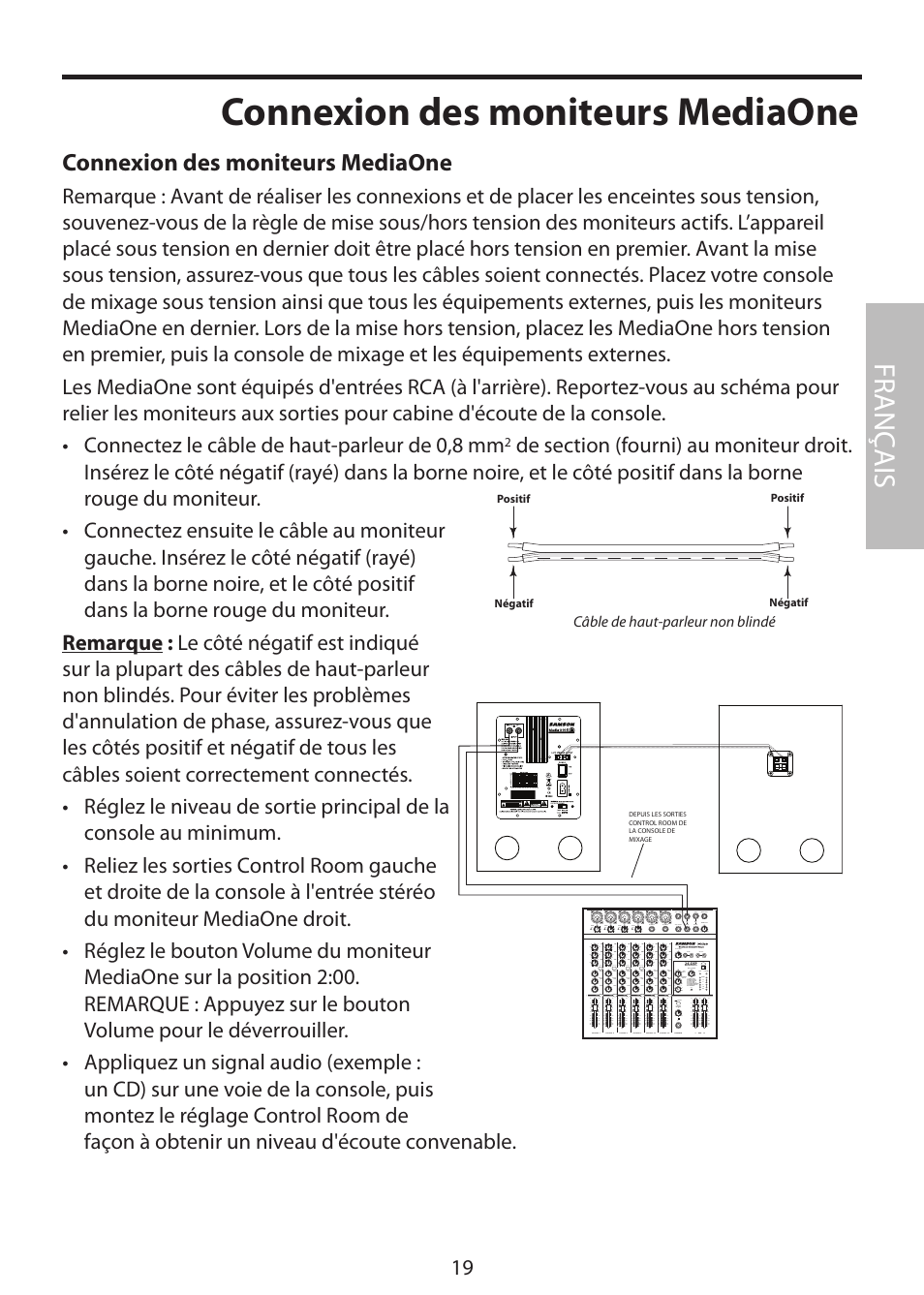 Connexion des moniteurs mediaone, Fr anç ais | Samson MediaOne 3a User Manual | Page 25 / 72