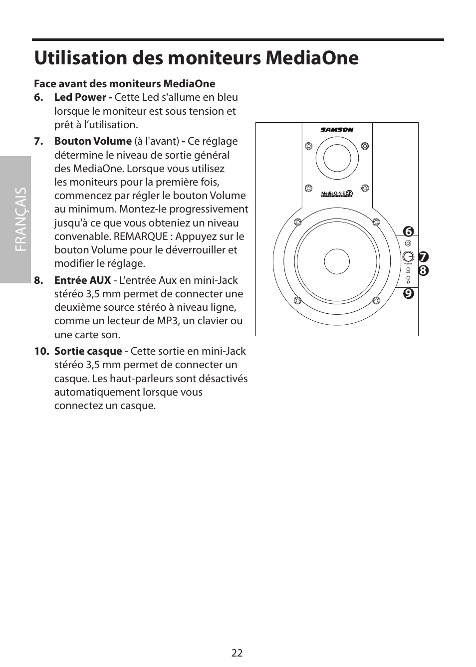 Utilisation des moniteurs mediaone, Fr anç ais | Samson MediaOne 3a User Manual | Page 28 / 72