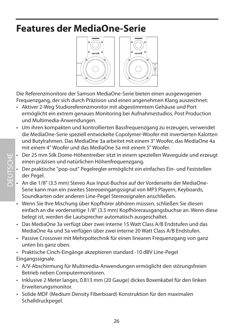 Features der mediaone-serie, Deut sche | Samson MediaOne 3a User Manual | Page 32 / 72