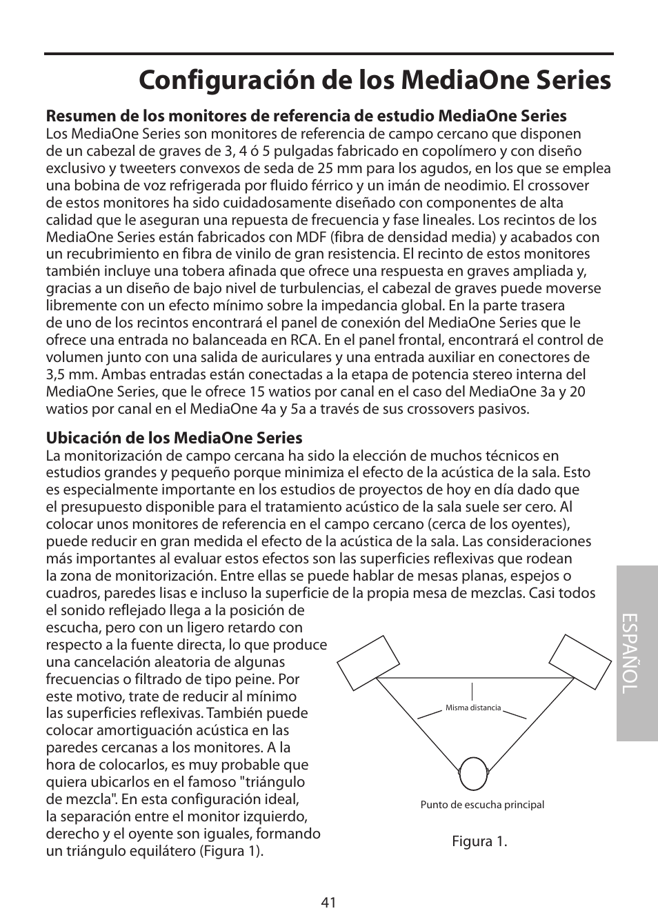 Configuración de los mediaone series, Esp añol | Samson MediaOne 3a User Manual | Page 47 / 72