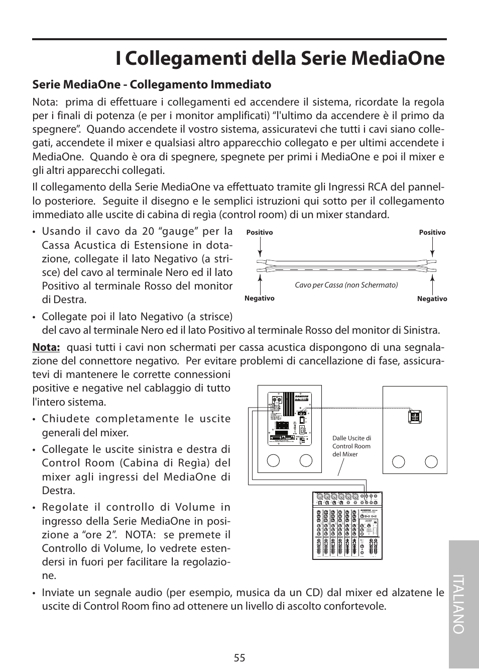I collegamenti della serie mediaone, It aliano, Serie mediaone - collegamento immediato | Samson MediaOne 3a User Manual | Page 61 / 72
