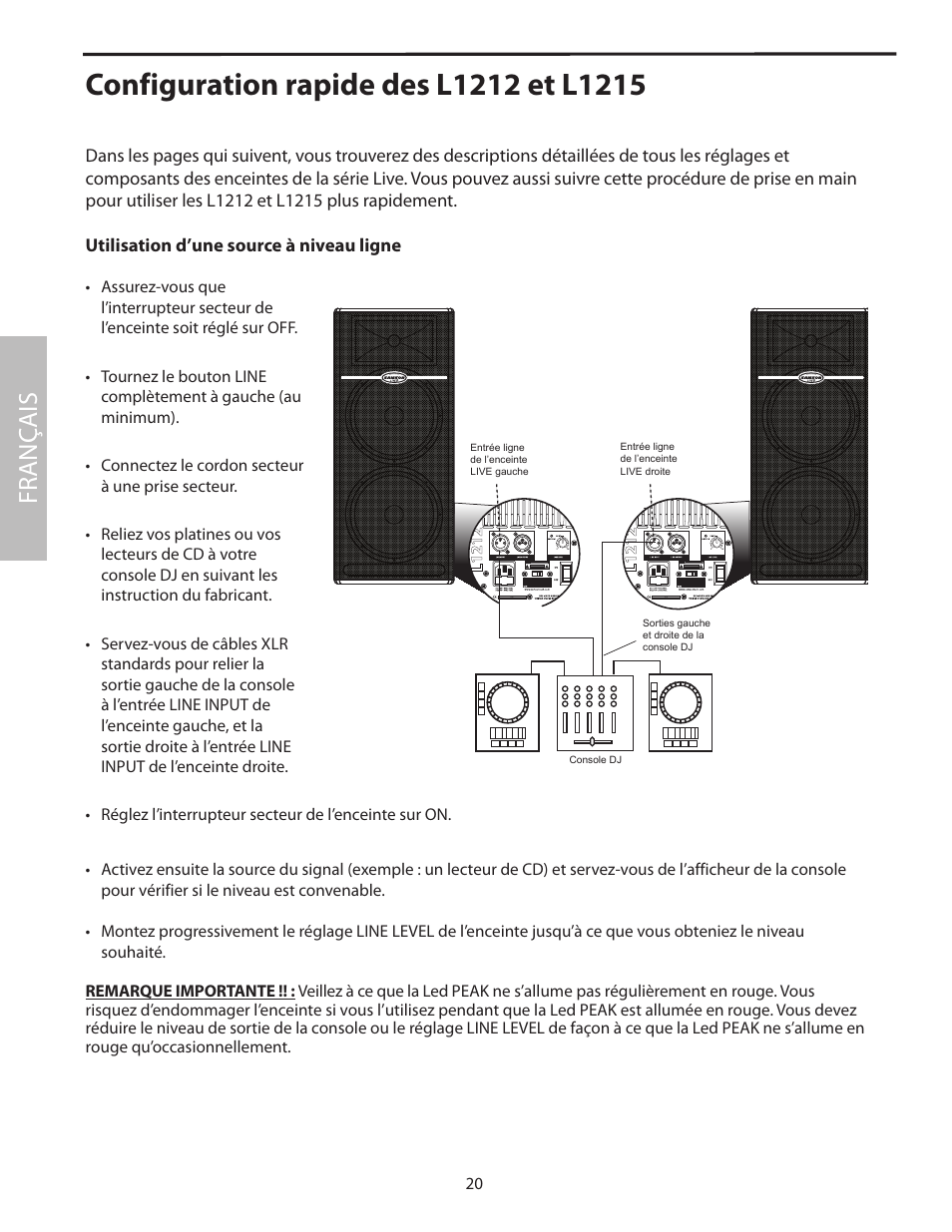 Configuration rapide des l1212 et l1215, Fr anç ais | Samson L1215 User Manual | Page 24 / 76