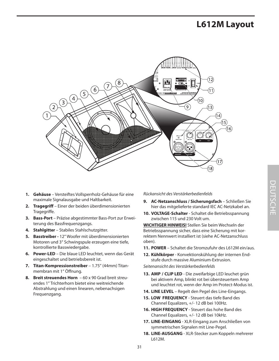 L612m layout, Deut sche | Samson L1215 User Manual | Page 35 / 76