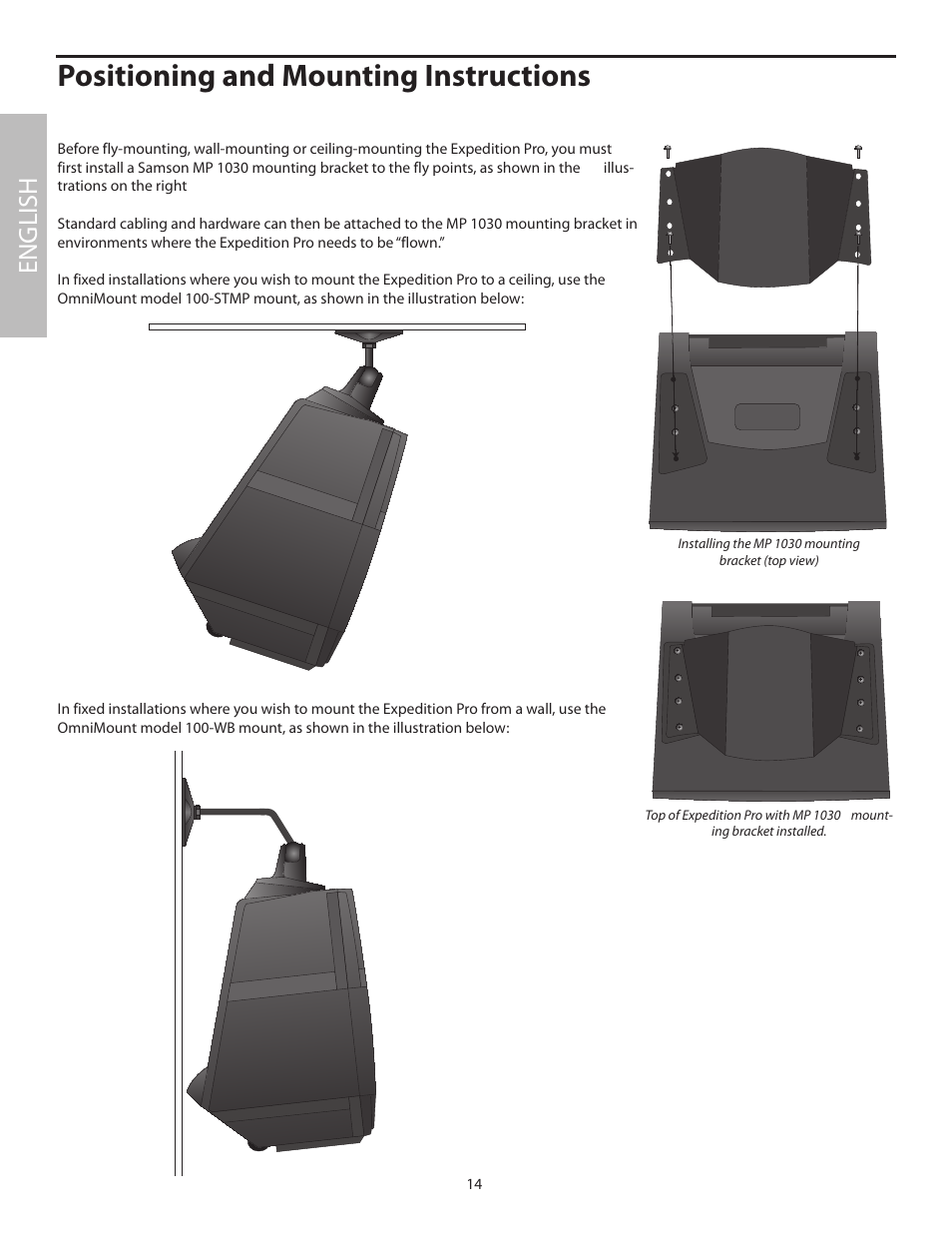 Positioning and mounting instructions, English | Samson XP100 User Manual | Page 16 / 60