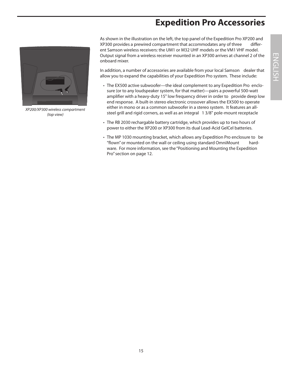 Expedition pro accessories, English | Samson XP100 User Manual | Page 17 / 60