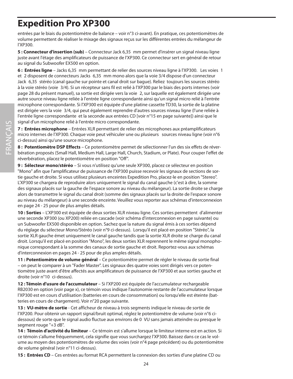 Expedition pro xp300, Fr anç ais | Samson XP100 User Manual | Page 26 / 60
