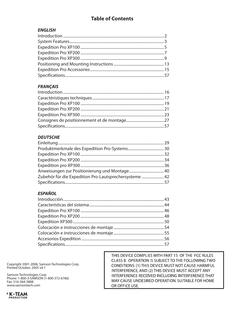 Samson XP100 User Manual | Page 3 / 60