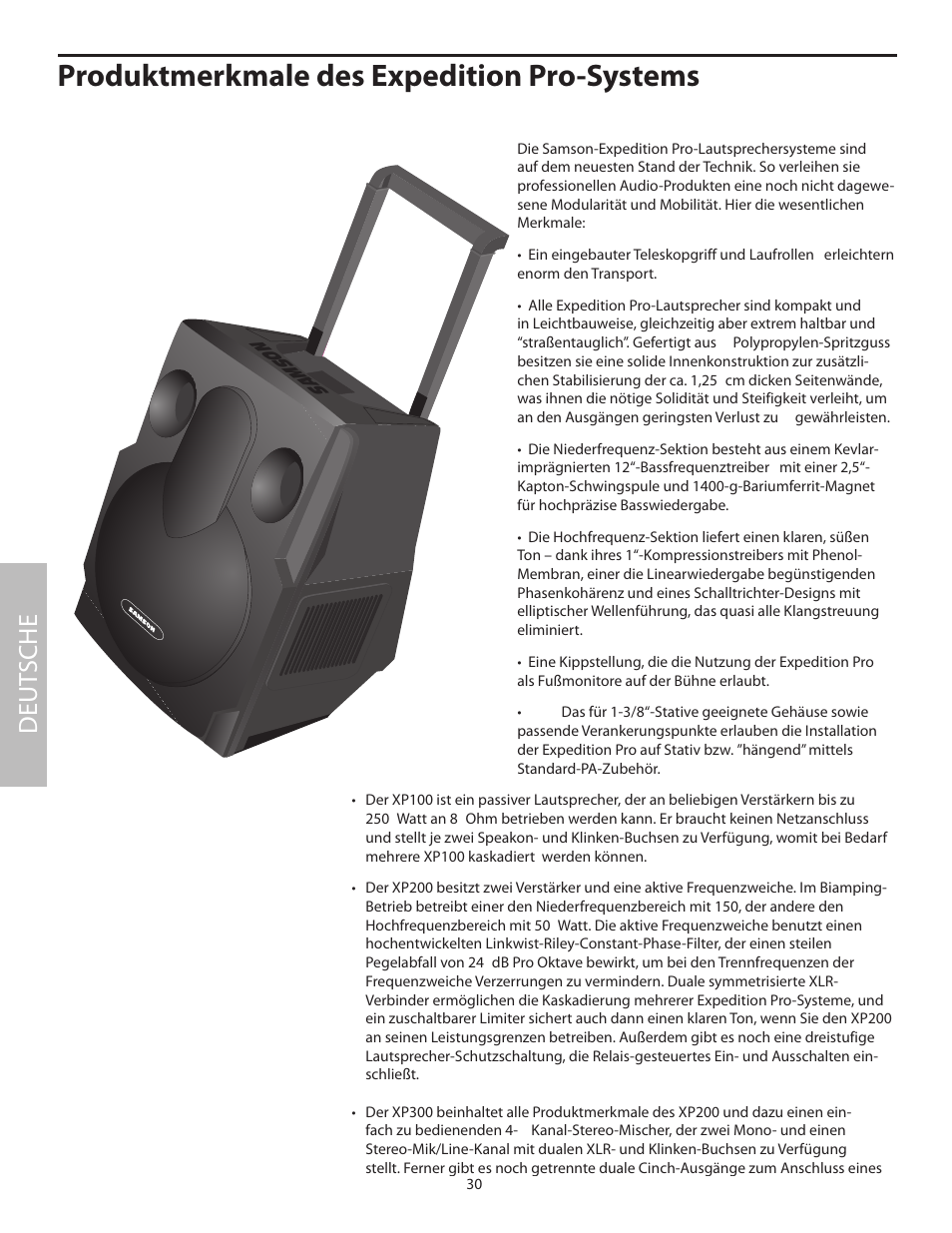 Produktmerkmale des expedition pro-systems, Deut sche | Samson XP100 User Manual | Page 32 / 60