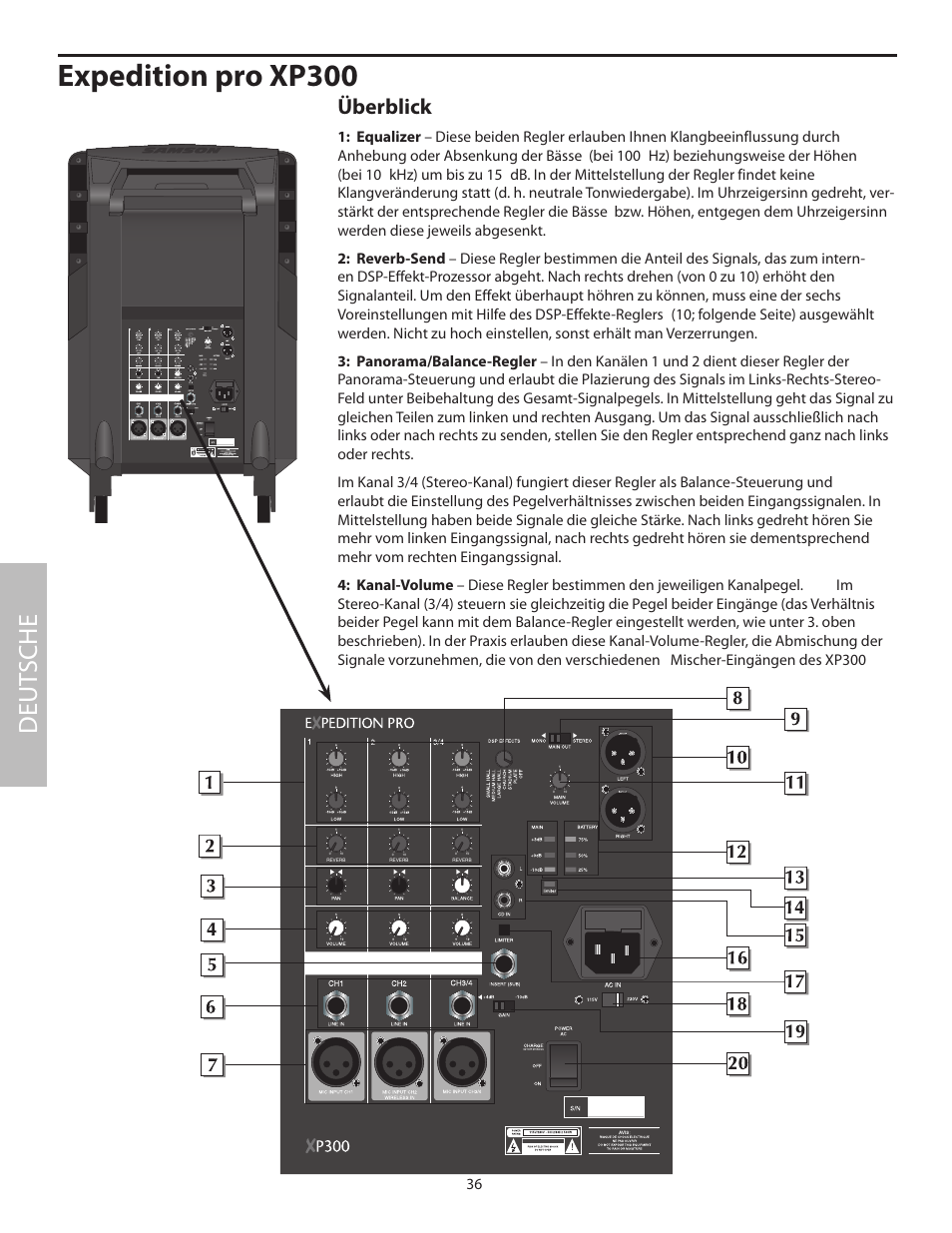 Expedition pro xp300, Deut sche, Überblick | Samson XP100 User Manual | Page 38 / 60
