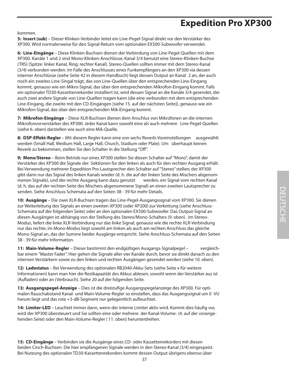 Expedition pro xp300, Deut sche | Samson XP100 User Manual | Page 39 / 60