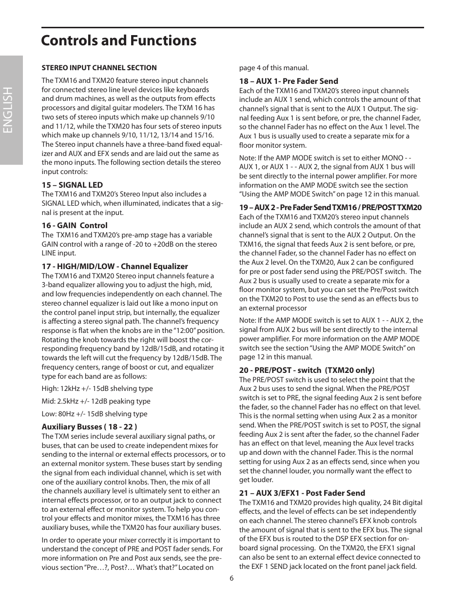 Controls and functions, English | Samson Txm16 User Manual | Page 10 / 132