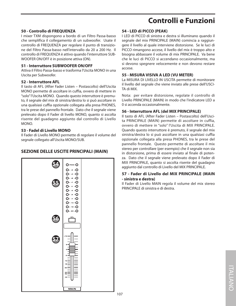 Controlli e funzioni, It aliano | Samson Txm16 User Manual | Page 111 / 132