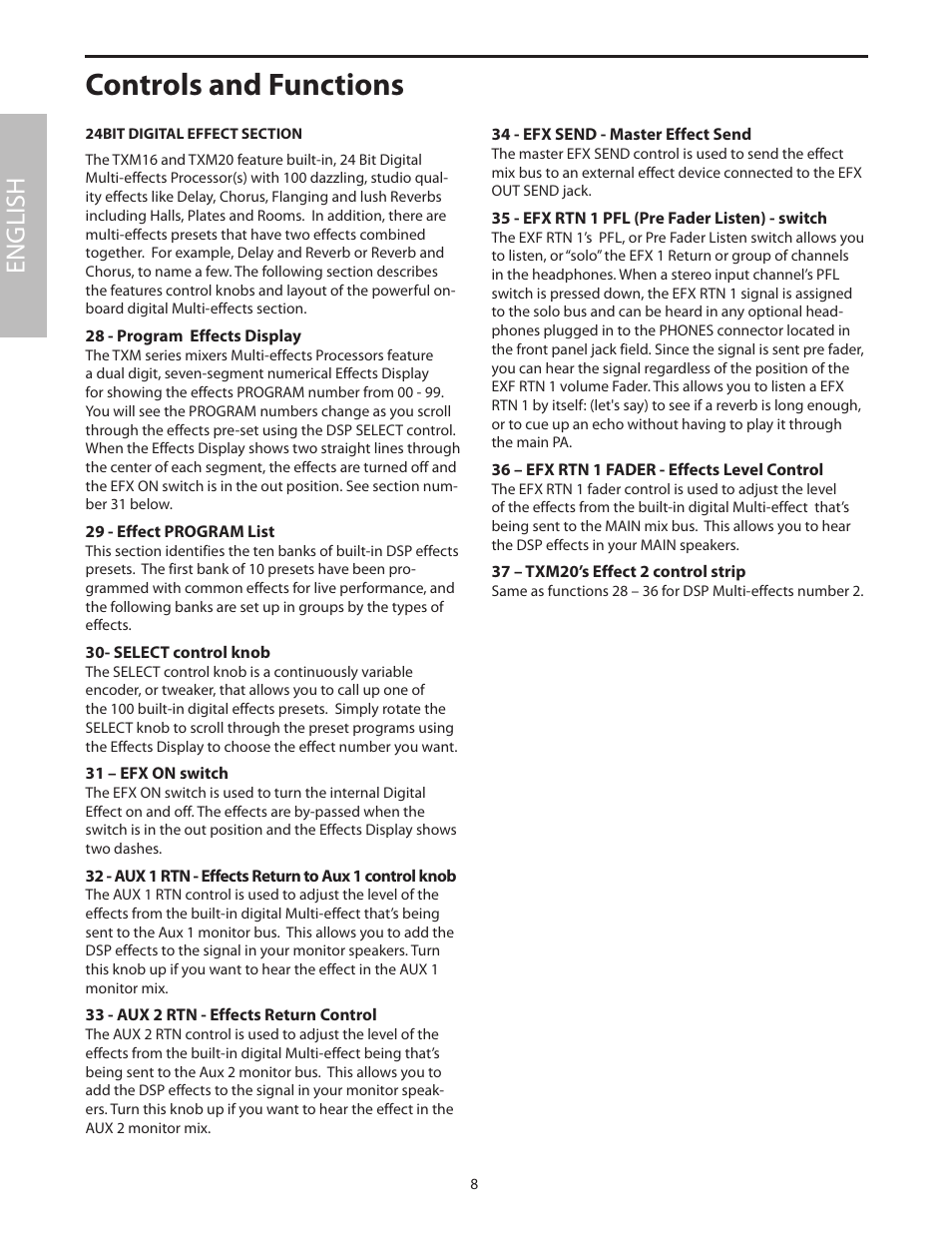 Controls and functions, English | Samson Txm16 User Manual | Page 12 / 132