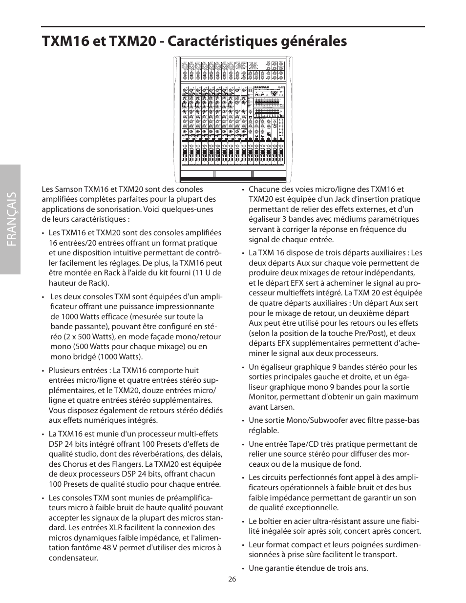 Txm16 et txm20 - caractéristiques générales, Fr anç ais | Samson Txm16 User Manual | Page 30 / 132