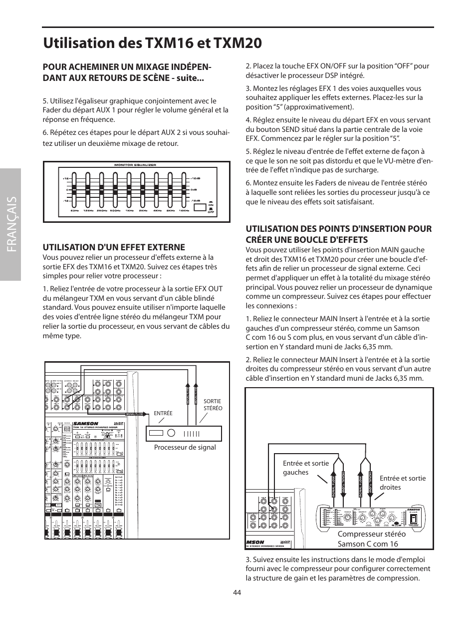 Utilisation d'un effet externe, Utilisation des txm16 et txm20, Fr anç ais | Samson Txm16 User Manual | Page 48 / 132