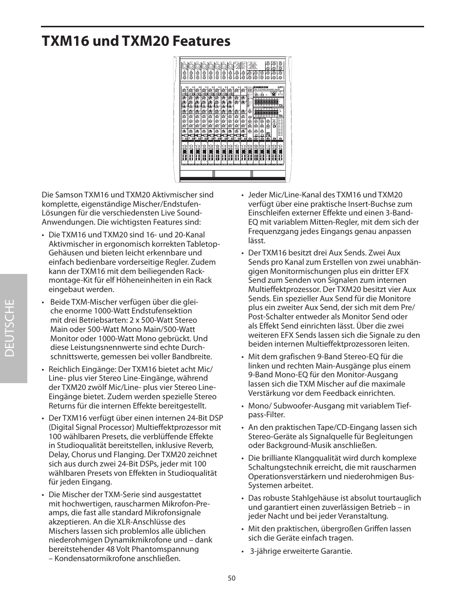 Txm16 und txm20 features, Deut sche | Samson Txm16 User Manual | Page 54 / 132