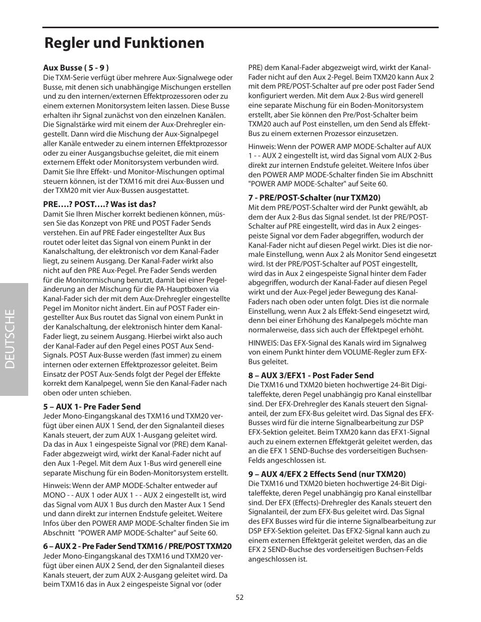 Regler und funktionen, Deut sche | Samson Txm16 User Manual | Page 56 / 132