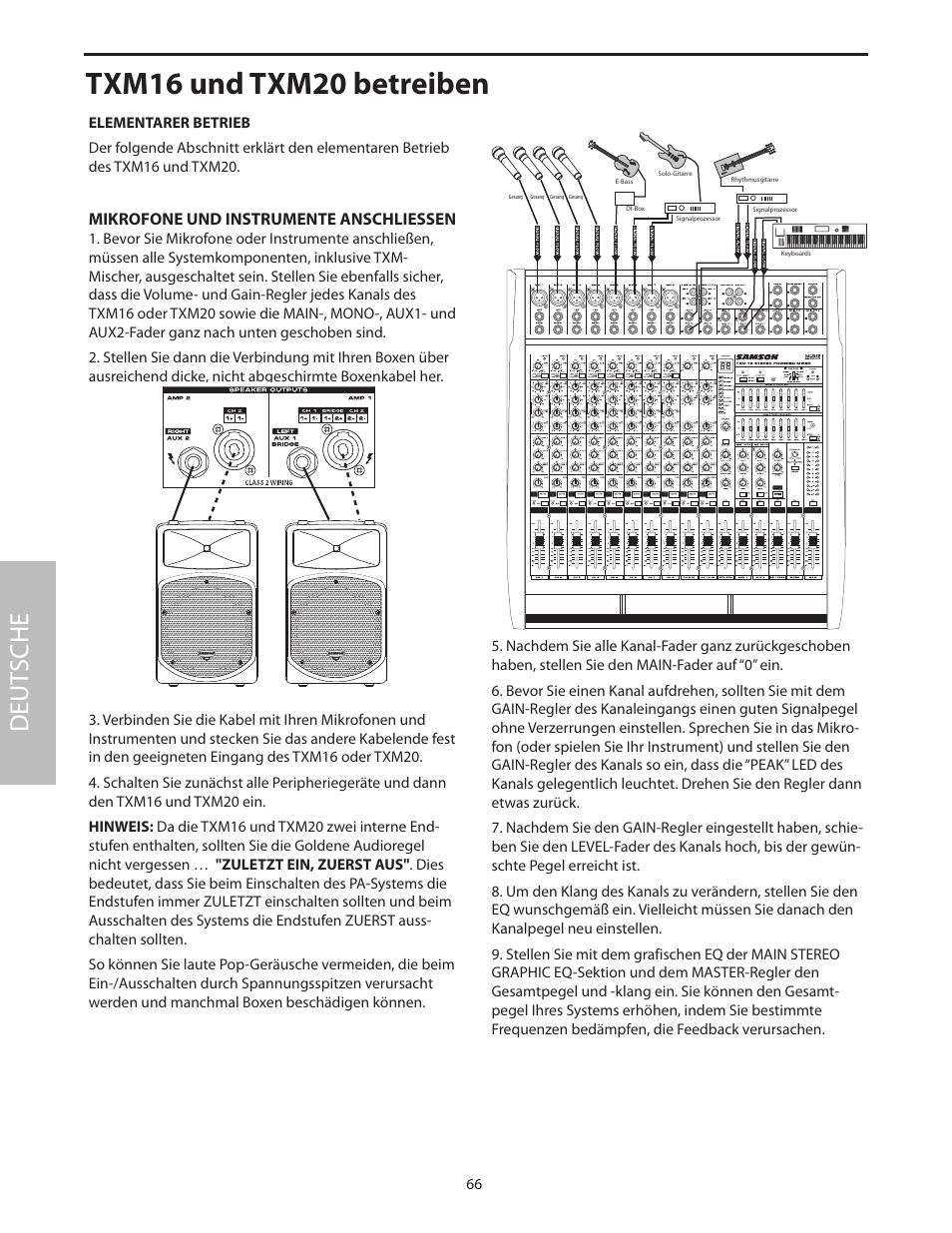 Txm16 und txm20 betreiben, Deut sche | Samson Txm16 User Manual | Page 70 / 132