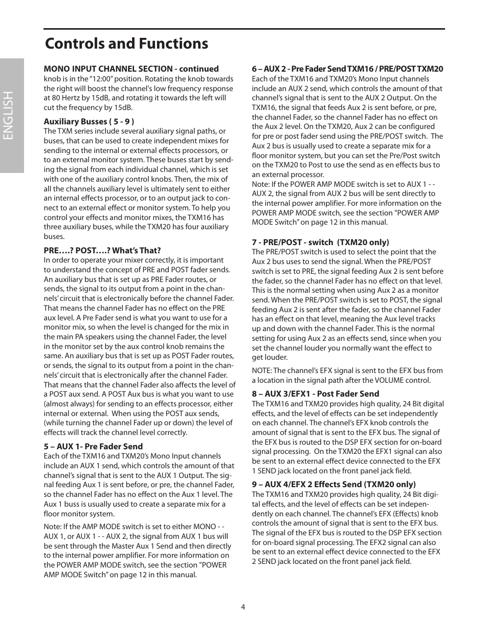 Controls and functions, English | Samson Txm16 User Manual | Page 8 / 132