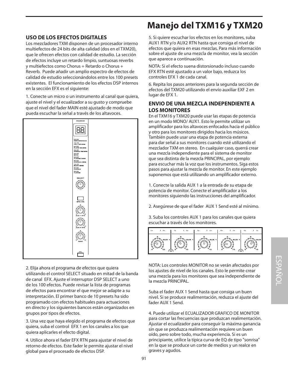 Manejo del txm16 y txm20, Esp añol | Samson Txm16 User Manual | Page 95 / 132