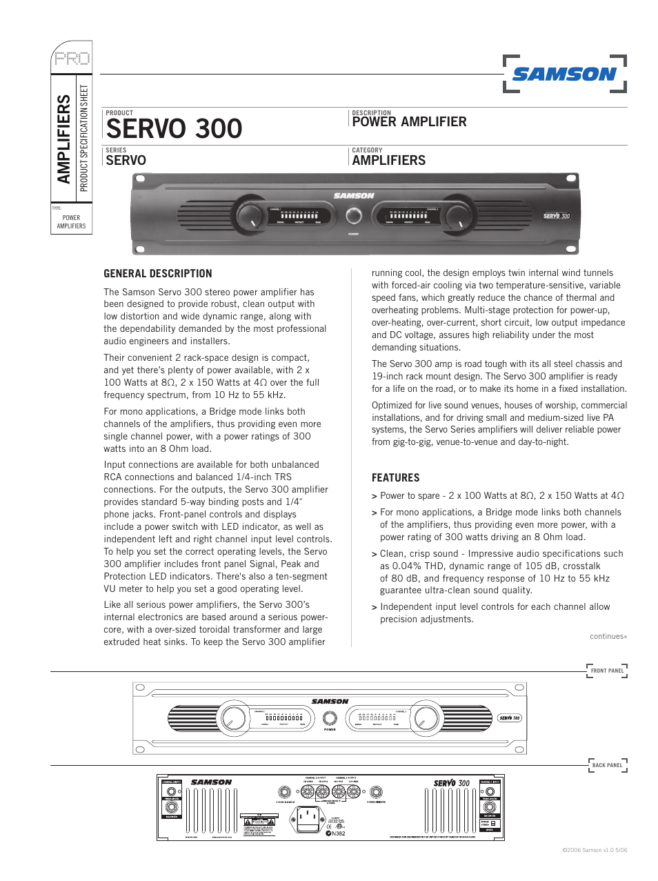 Samson SERVO 300 User Manual | 2 pages