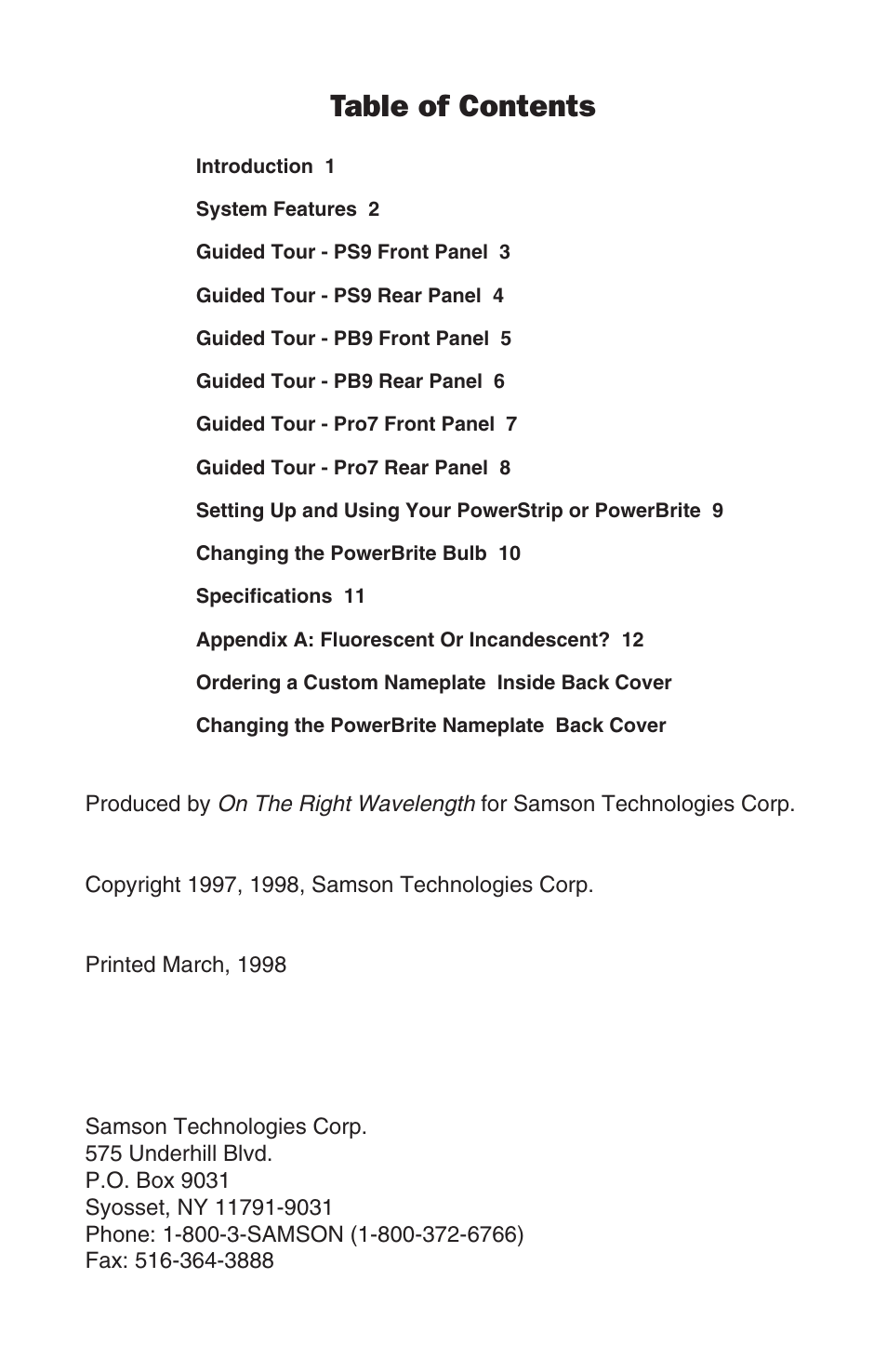 Samson PowerBrite Pro7 User Manual | Page 2 / 16