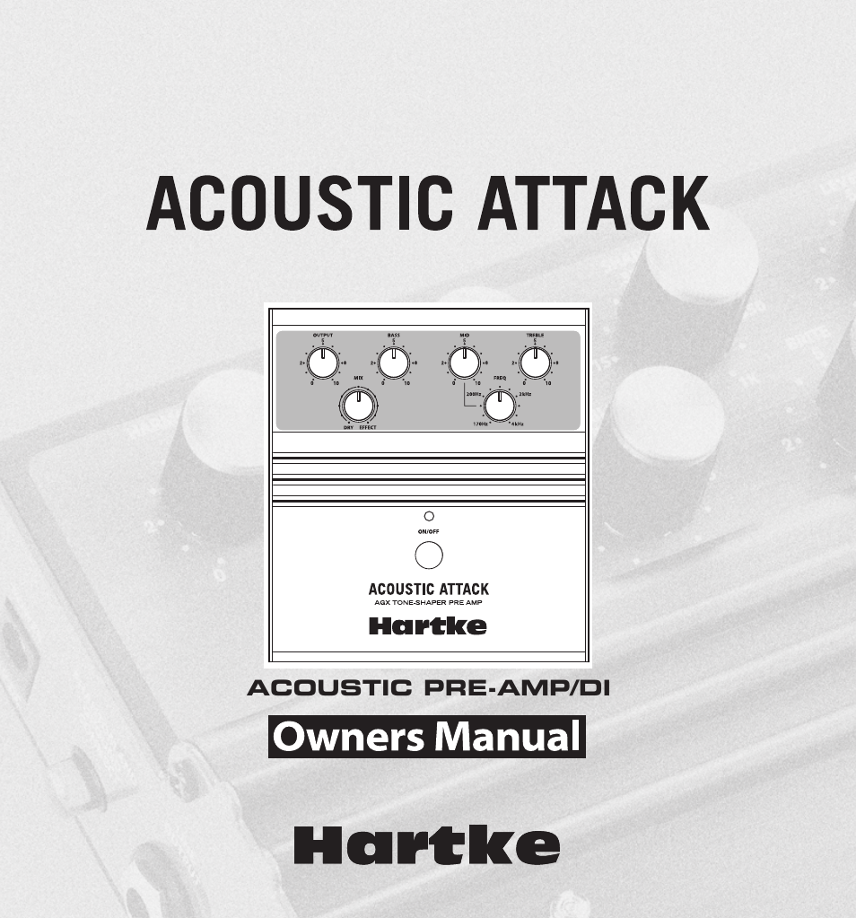 Samson Hartke Acoustic Pre-Amp User Manual | 12 pages