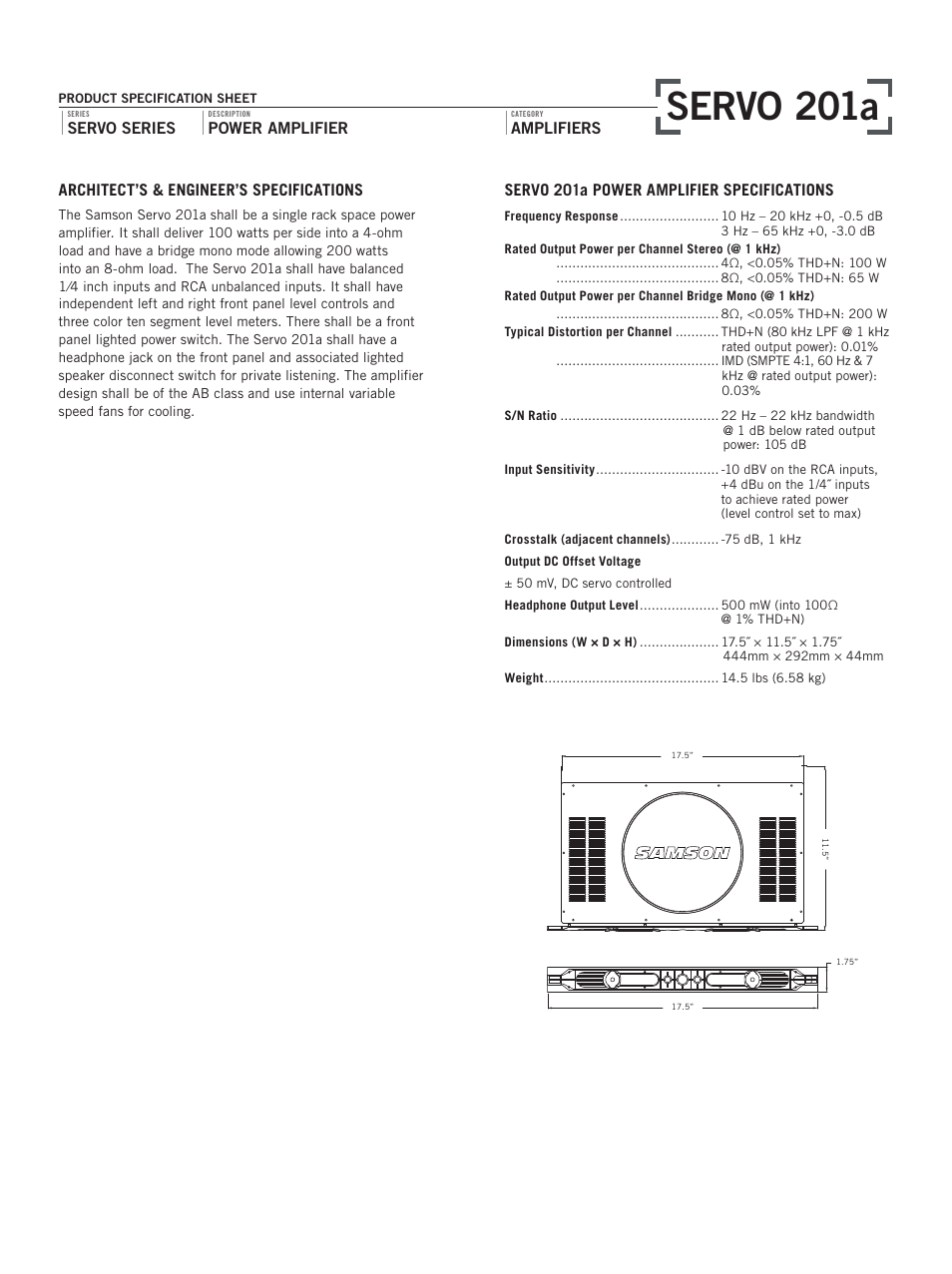 Servo 201a | Samson Servo 201a User Manual | Page 2 / 2