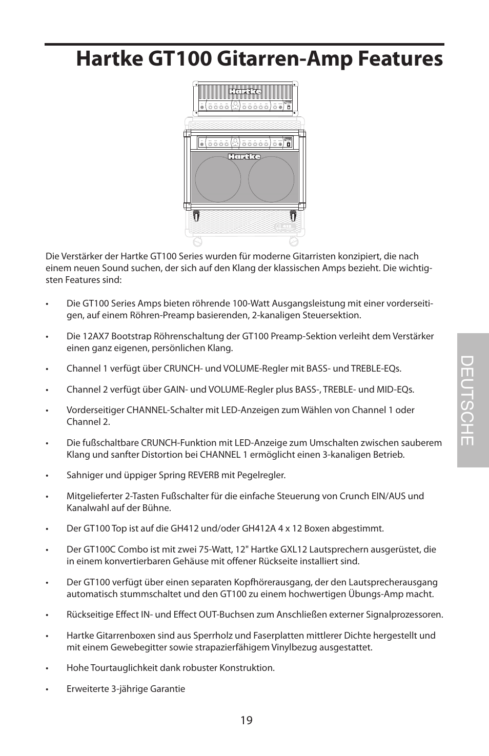 Hartke gt100 gitarren-amp features, Deutsche | Samson GT100C User Manual | Page 23 / 56