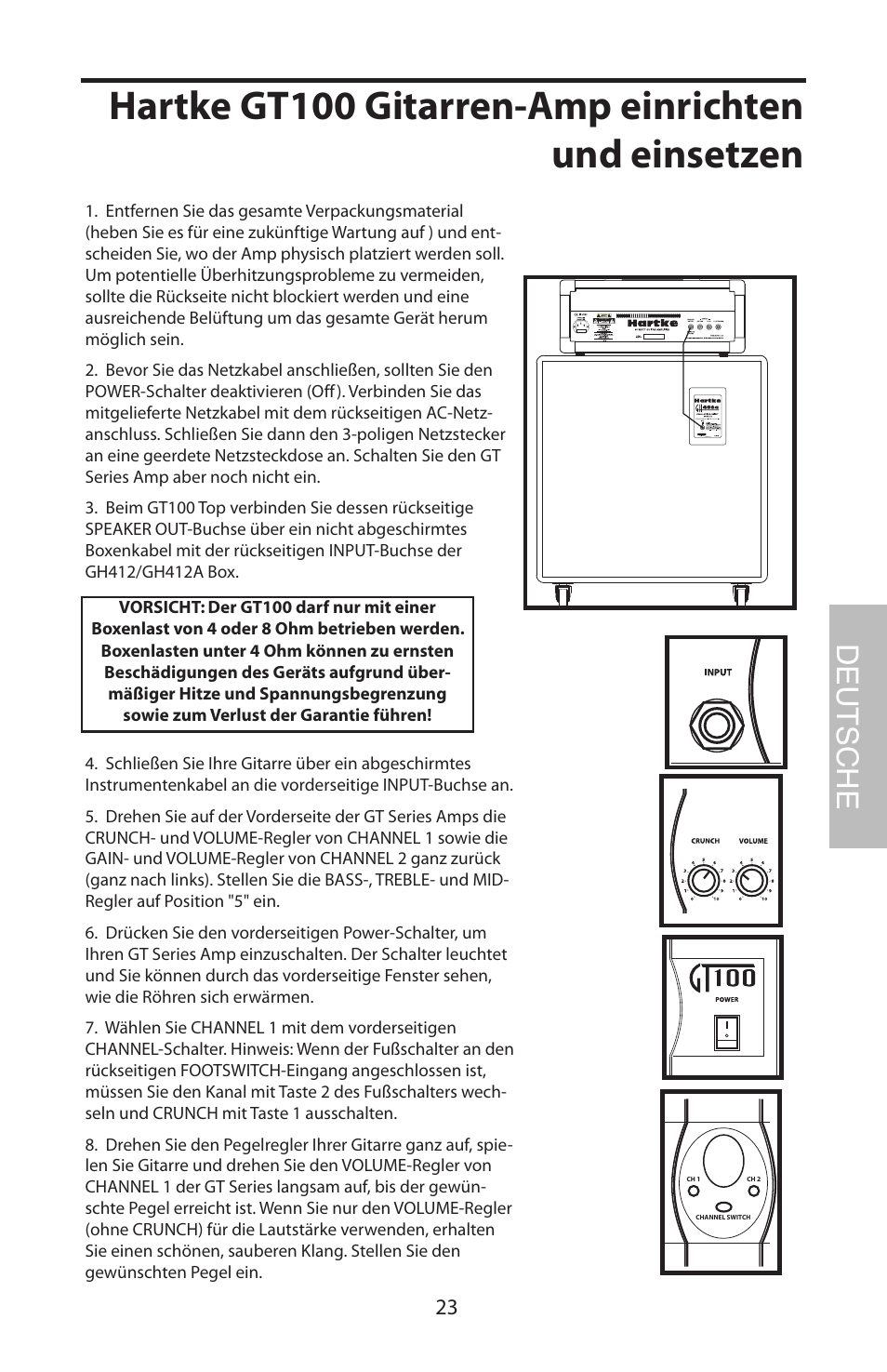 Hartke gt100 gitarren-amp einrichten und einsetzen, Deutsche | Samson GT100C User Manual | Page 27 / 56