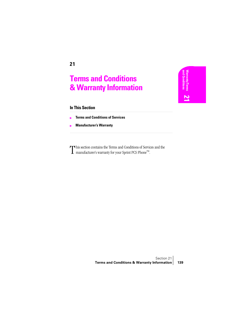 Terms and conditions & warranty information | Samsung SPH-A400 User Manual | Page 139 / 157