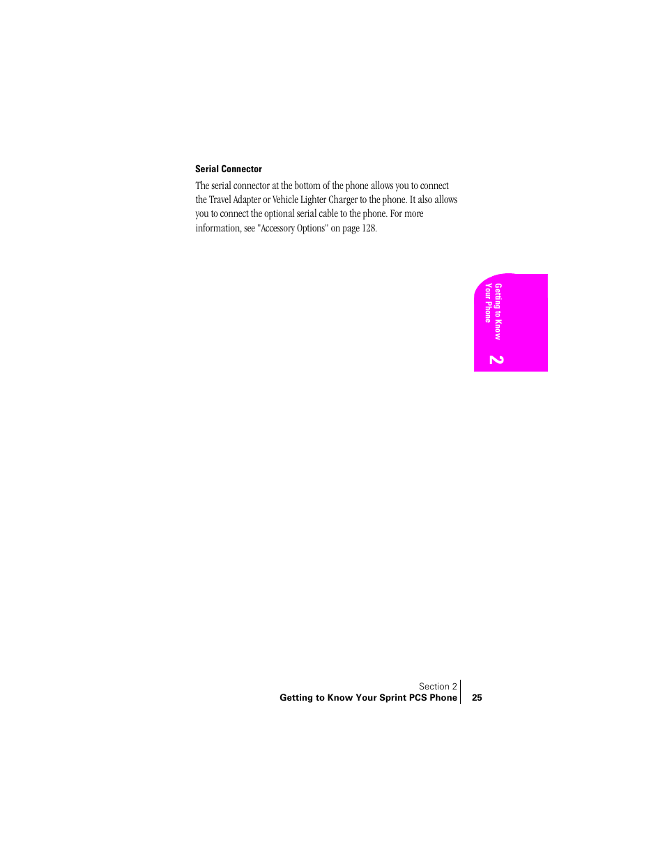 Serial connector | Samsung SPH-A400 User Manual | Page 25 / 157