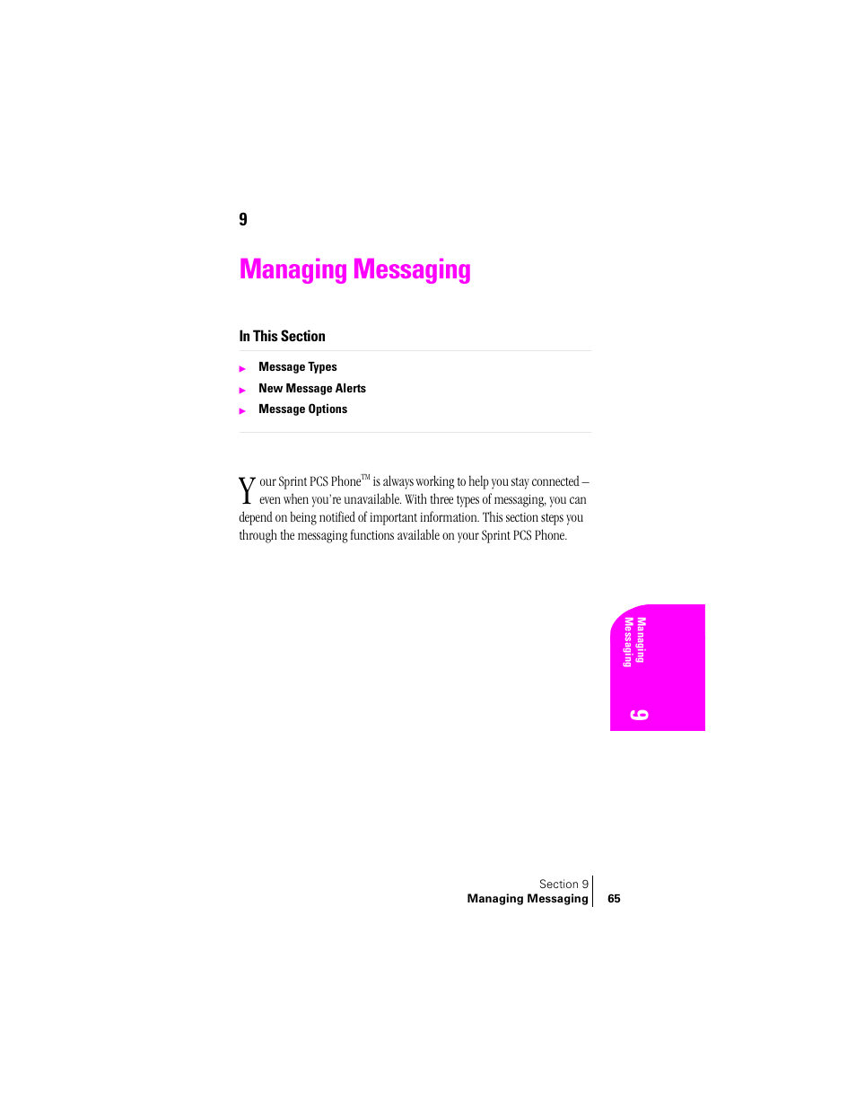 Managing messaging | Samsung SPH-A400 User Manual | Page 65 / 157