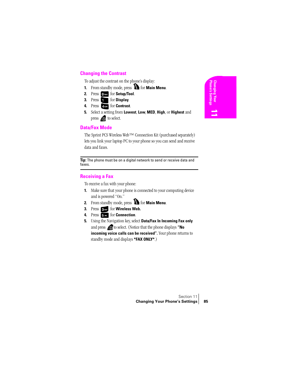 Data/fax mode, Receiving a fax | Samsung SPH-A400 User Manual | Page 85 / 157
