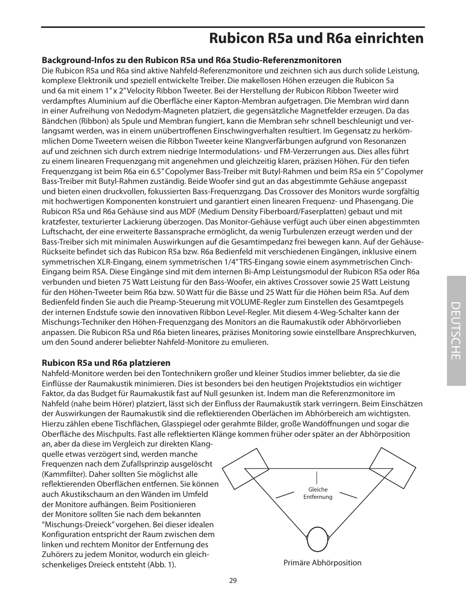 Rubicon r5a und r6a platzieren, Rubicon r5a und r6a einrichten, Deut sche | Samson 6A User Manual | Page 33 / 64