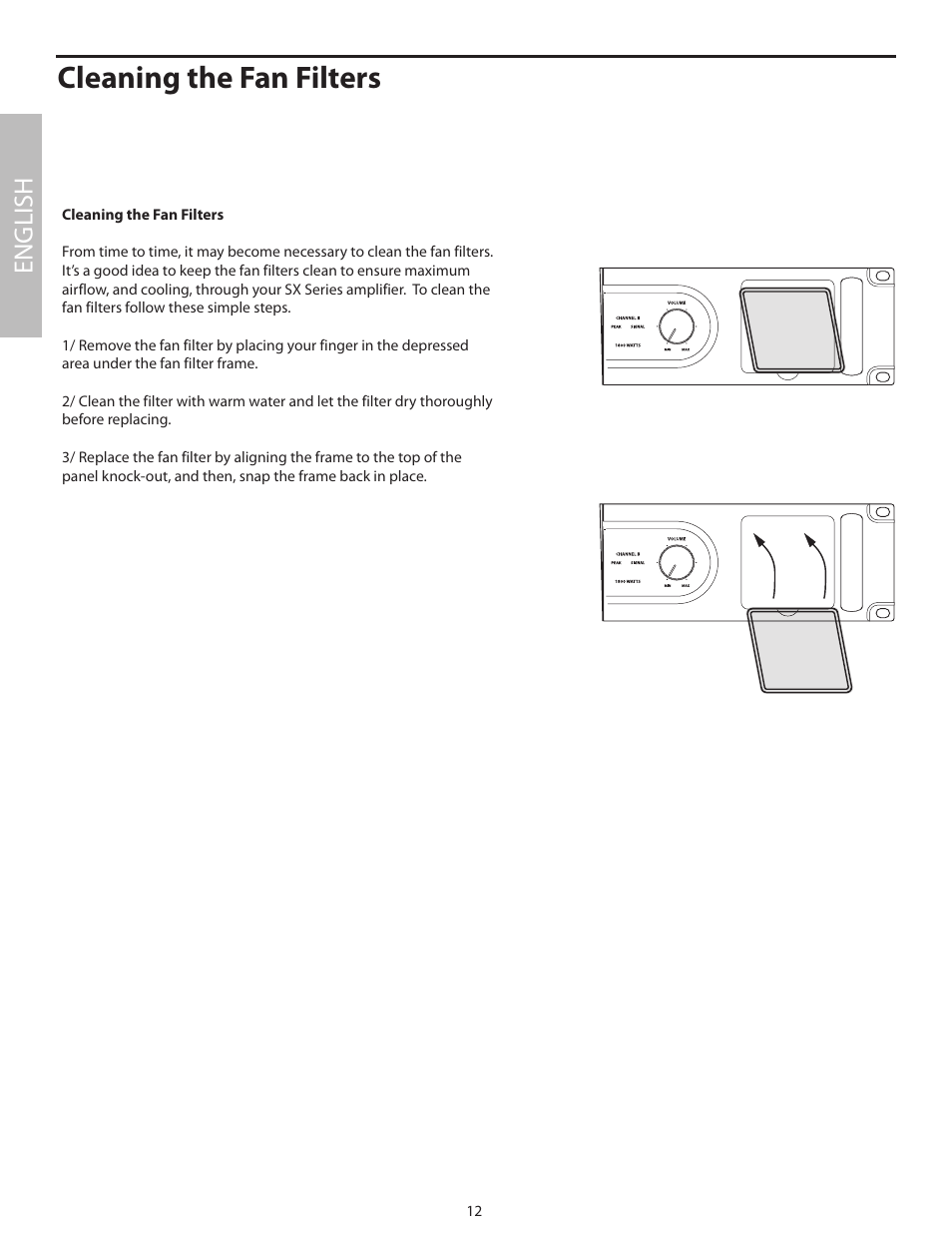 Cleaning the fan filters, English | Samson SX2800 User Manual | Page 14 / 60